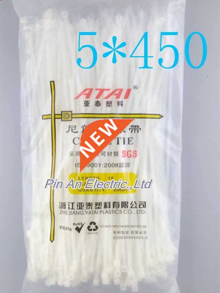250pcs 5mm*450mm Nylon cable ties