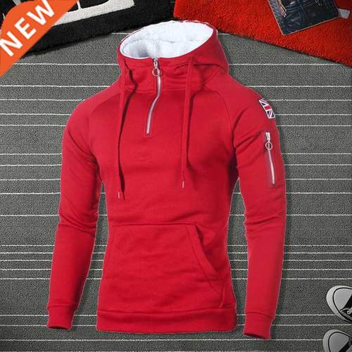 Men Hoodies Sweatshirts Fashion Zipper Long Sleeve Hooded Ho
