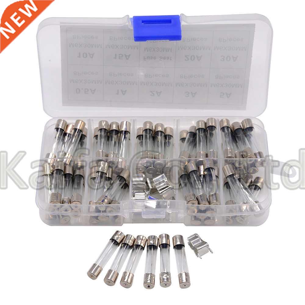 72Pcs/lot 6*30mm Quick Blow Glass Tube Fuse Assorted Kit Fas