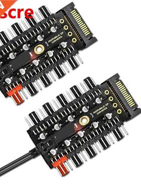 2Pcs Fan Hub CPU Heat Sink 10-Port 12V SATA to Fan Header wi
