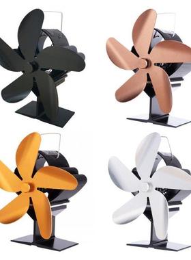 5 Blades Heat Powered Stove Fan Burnng for Freplace Crcul