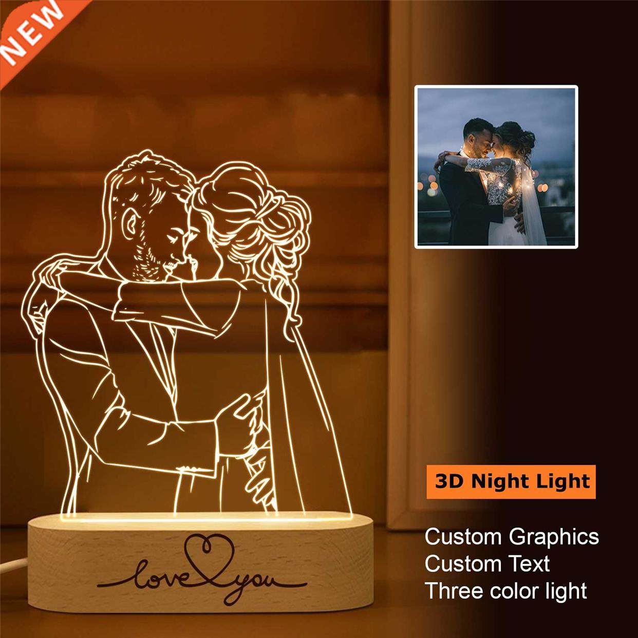 Personalized Custom Picture Photo Night Lamp Text Customized