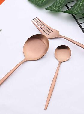 24Pcs Gold Matte Dinnerware Cutlery Set Stainless Steel Flat