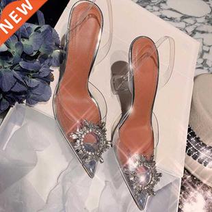 2022 Brand Women Pumps Luxury Crystal Slingback High Heels L