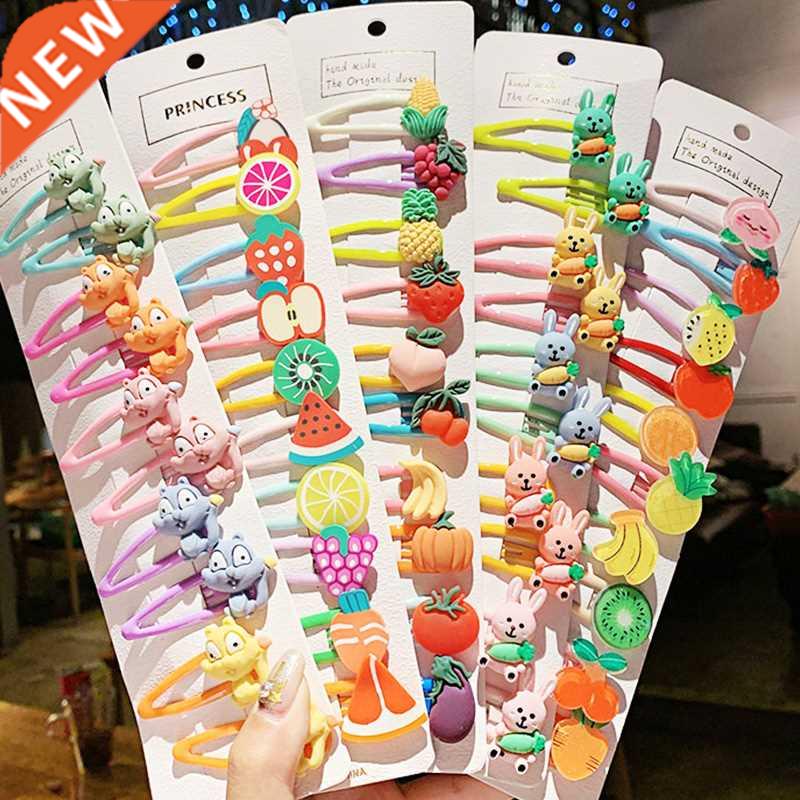 1Set Girls Cute Cartoon Animal Fruit Colorfur Hairpins Child