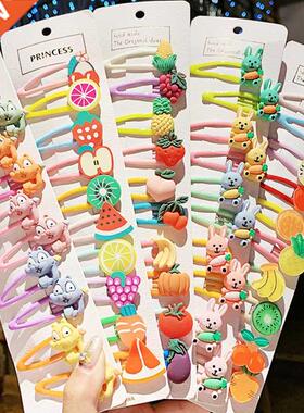 1Set Girls Cute Cartoon Animal Fruit Colorfur Hairpins Child