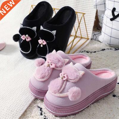 Women Winter Warm Plush Slippers Ladies Indoor Home Cotton C