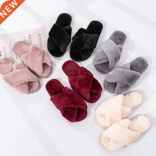 Slippers Faux Shoes Women Woma Warm House Fashion Winter Fur