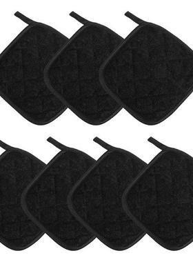 7 Pieces Black Cotton Pot Holders For Kitchen Oven Mitts, Ma