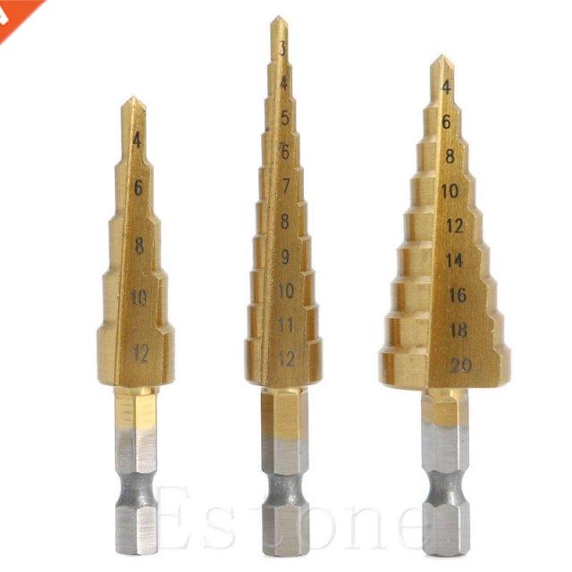 3Pcs HSS 4241 Steel Step Cone Ttanum Coated Drll Bt Cut