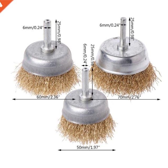 1 Pcs Bowl Wre Brush 6mm Shank Dameter Flat Steel Wre Whe