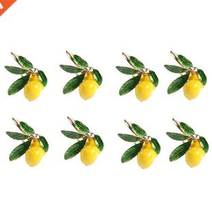 Napkin Rings Set of 8,Lemon Wedding Napkin Holder Gold Napki