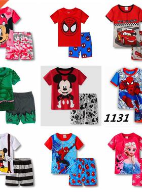 Summer Children Pajamas Set Short Sleeve T Shirt Shorts Mick