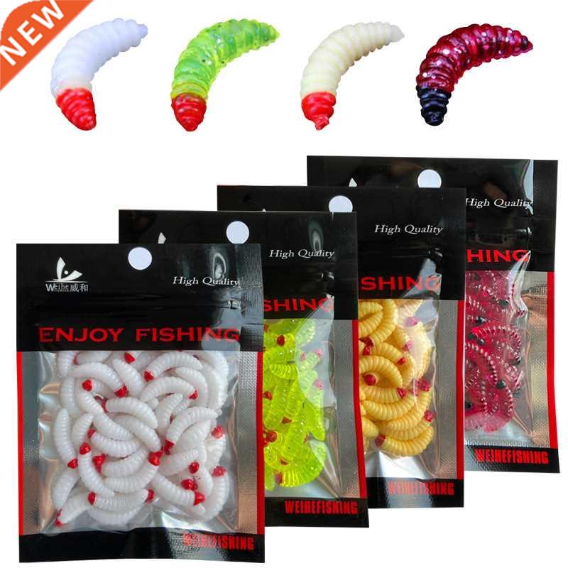 Cebo de Pesca de gusano Larva, cebo flotante suave de gel de