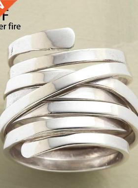 Large Copper Alloy Spiral Plain Circle Women's Ring Wedding