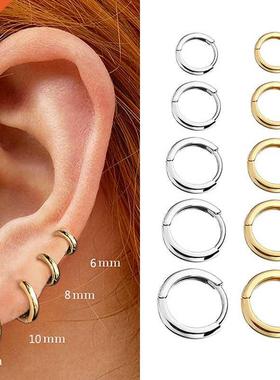 Minimal Glossy Hoop Earrings Gold Color Tiny Cartilage Earri