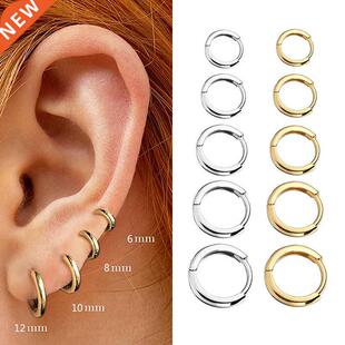 Minimal Glossy Hoop Earrings Gold Color Tiny Cartilage Earri