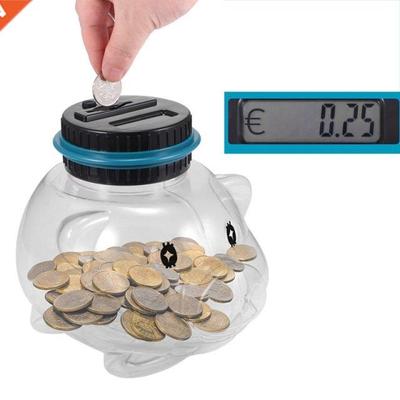14.5CM Euro Piggy Bank Counter Coin Electronic Digital LCD C