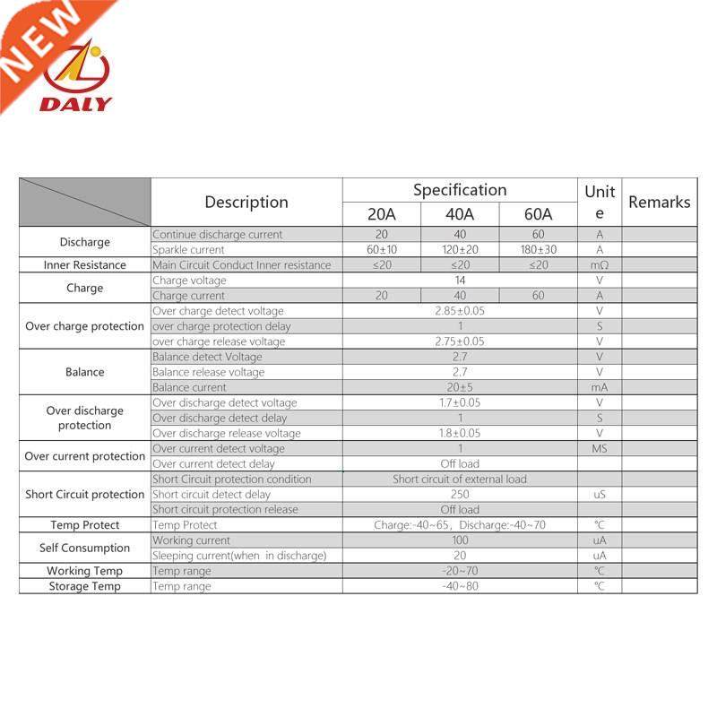 18650 6s LTO bms 14.4v 20A 40A 60A lithium battery managet s