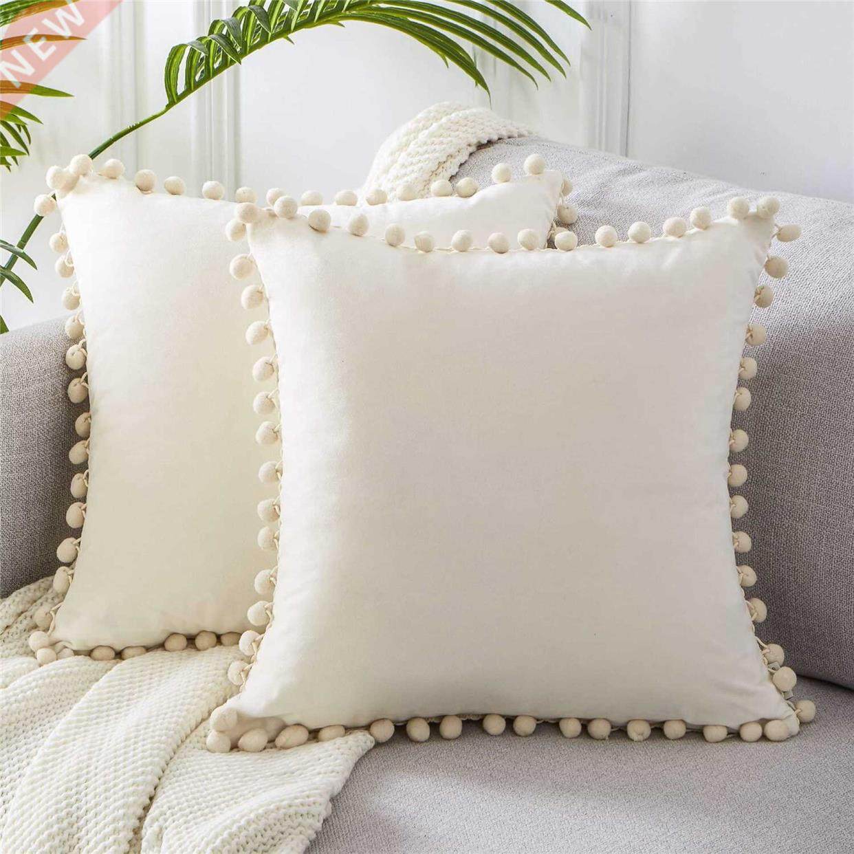 Velvet Cushioncover pillowslip with Ball Soft Decorative Cus