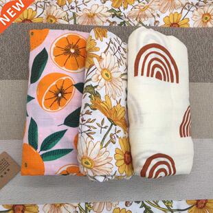 120x120cm Swaddle Baby Blanket Flower Bamboon Cotton Muslin