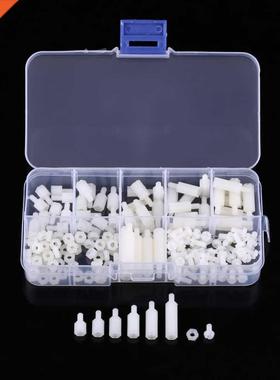 180pcs White M Hex Male-Female Standoffs Screws Nuts Assort