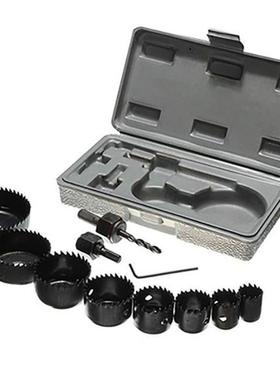 11Pcs Carbon eel Hole Saws Drill Bit Wood Sheet Metal Cutt