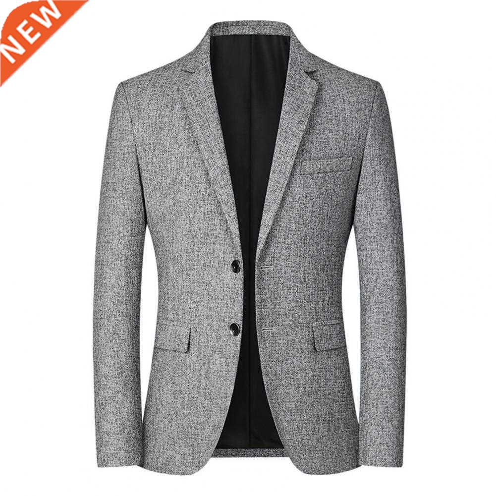 Men Blazer Solid Color Single Breasted Autumn Winter Two But