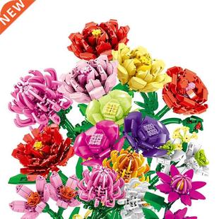 DIY Flower Building Block Rose Tulip Household Potted Plant