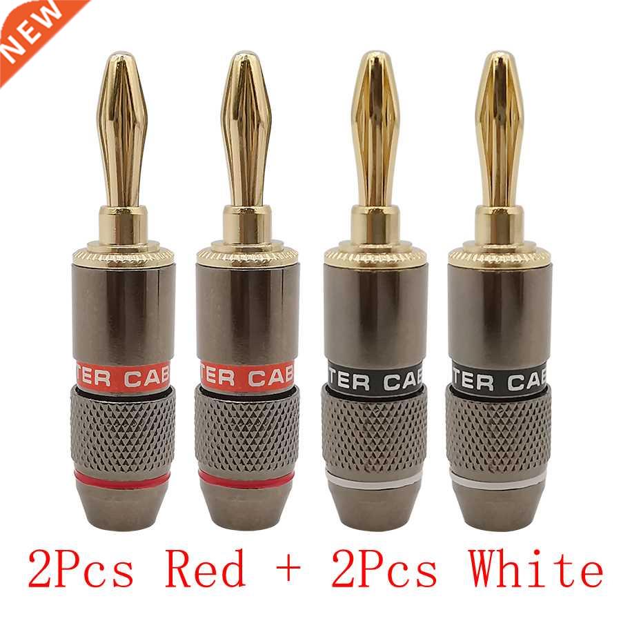 4Pieces Gold Plated Banana Plug Connector Audio Video Speake