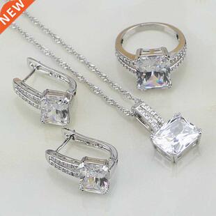 925 Silver Jewelry Sets For Women Wedding Accessories White