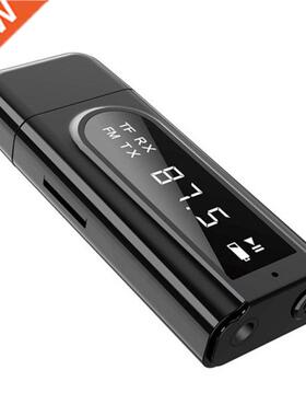 2 In 1 Bluetooth 5.0 Receiver Car LED Transmitter Aux FM Mod