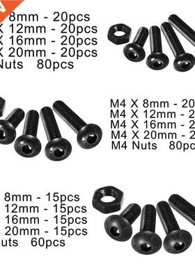 440pcs M3 M4 M5 Alloy Steel Hex Socket Button Head Cap Bolts