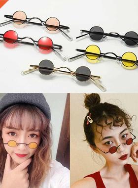 Retro Mini Sunglasses Round Men's Metal Frames Gold Black Re