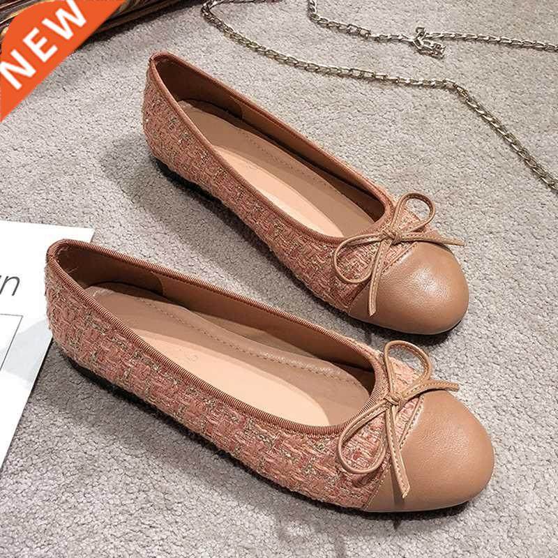 Mixed Colors Pig Toe Flats Women Round Toe Bowtie Ballets Sh