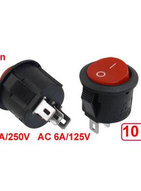 10 Pcs SPDT Black Red Button On/On Round Rocker Switch AC 6A