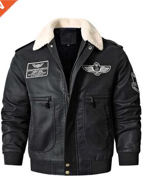 Men's Bomber Motorcycle Leather Jacket Vintage Brown