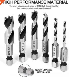 Set Woodwor Quick Shank Drill Hex Inch Change Reamer Bit