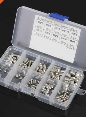 200pcs M3 M4 M5 M6 M8 Hex Socket Set Screws Assortment Kit F