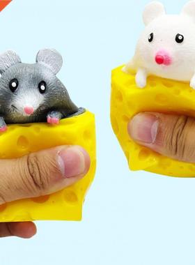 Pop up Funny Mouse and Cheese Block Squeeze Anti-sress Toy H