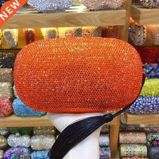 XIYUAN orange Clutch Bag Crystal Bags Women Wedding blue Dia