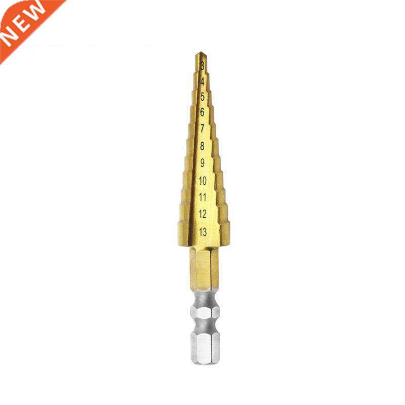 3-13mm HSS Titanium Coated Step Drill Bit Cone Hex Shank Rea