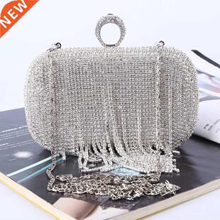 Tassel Diamonds Women Day Clutch Finger Ring Rhinestones Eve