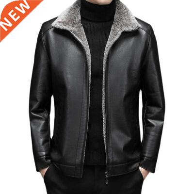 Business plus velvet leather jacket men's simple lapel l
