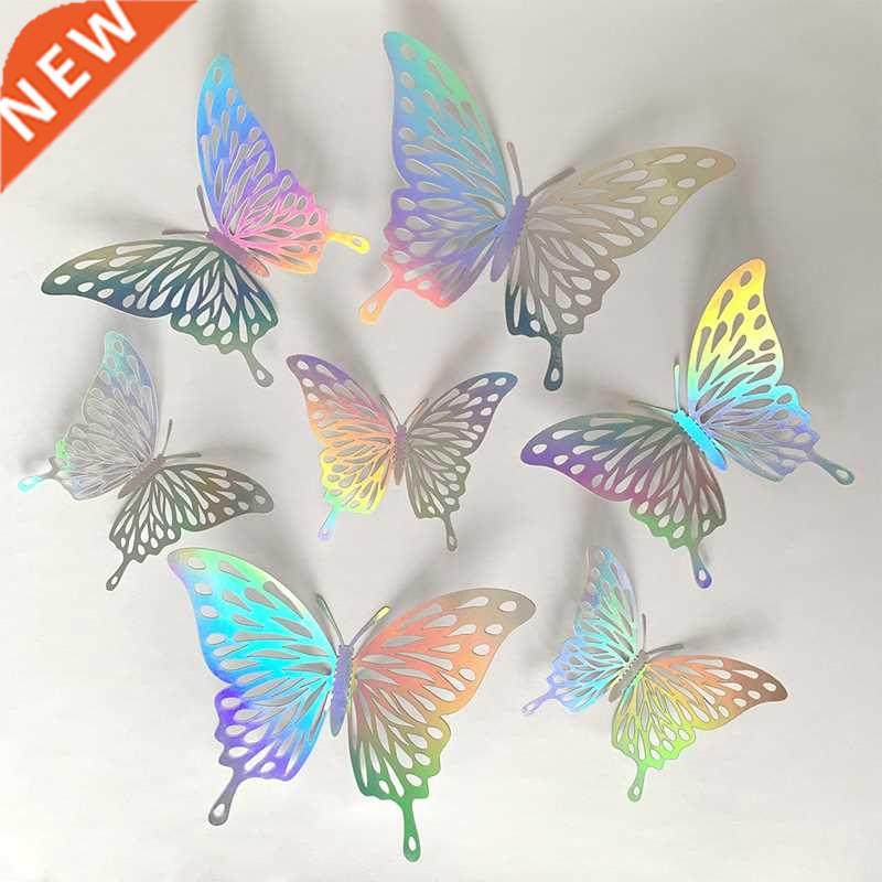 12pcs Suncatcher Sticker 3D Effect Crystal Butterflies Wall