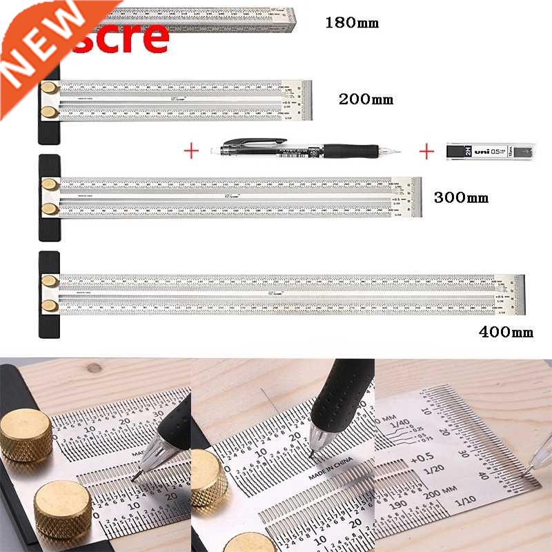 Woodworking Scribe Scale Ruler Marking Line Gauge T-Type Hol