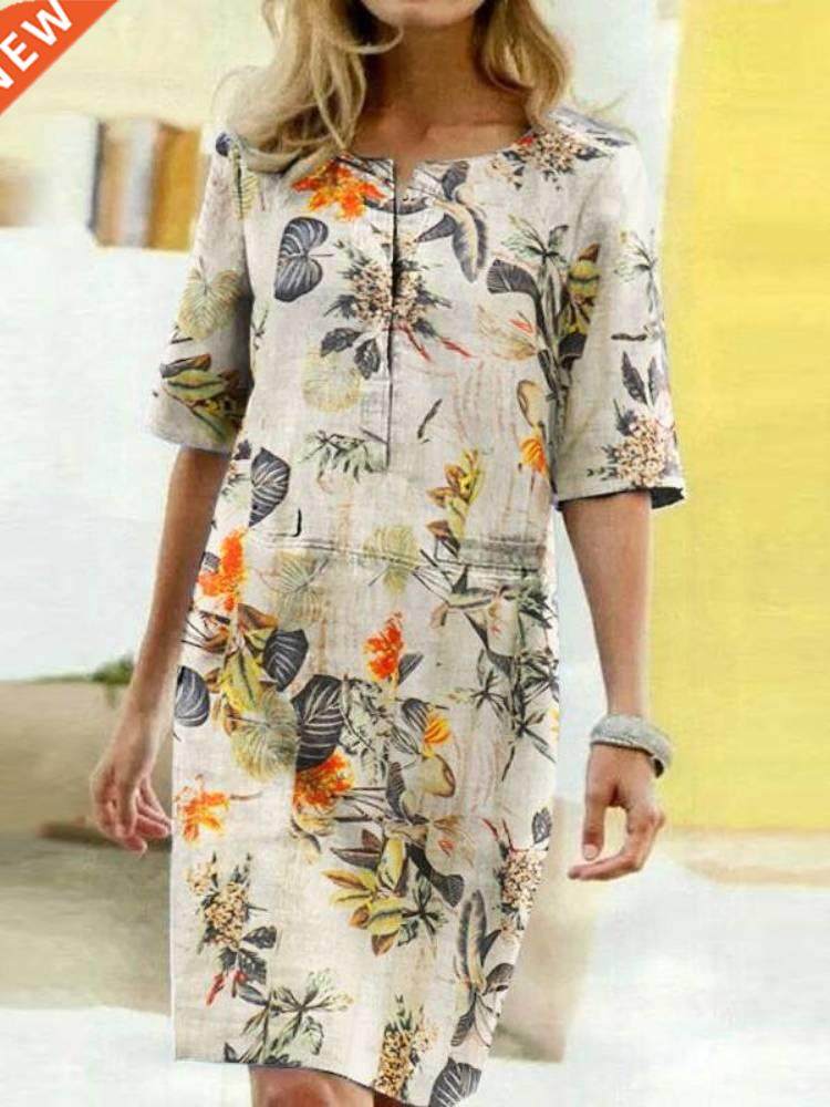 2022 Summer Floral Printed Bohemian Sundress ZANZEA Vintage