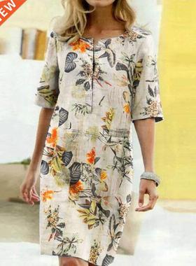 2022 Summer Floral Printed Bohemian Sundress ZANZEA Vintage