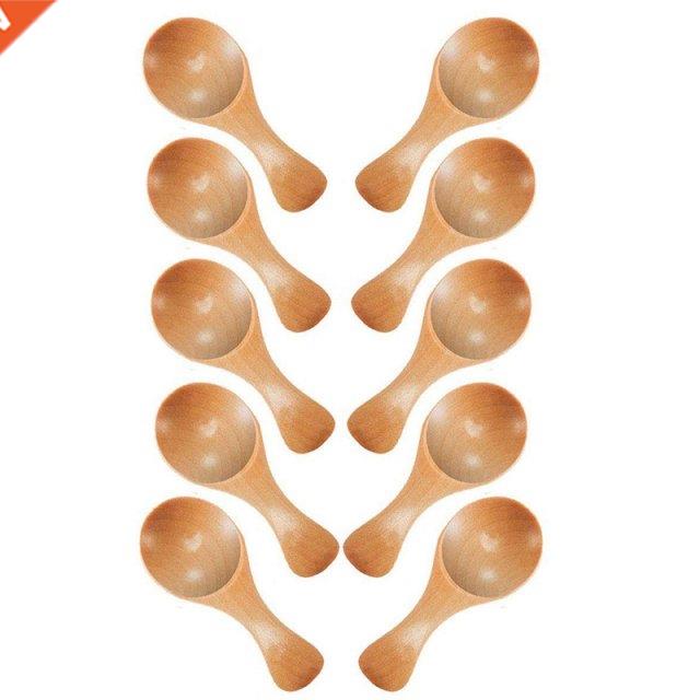 Short Handle 10 Packets of Small Wooden Spoon, Perfect for S