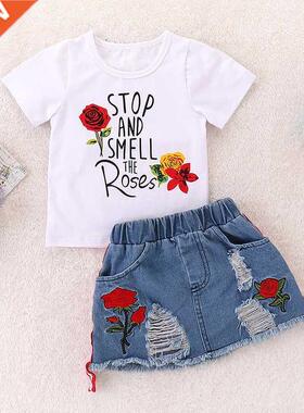 Kids Set Children's Clothes Suit Summer Flower Print Set Top